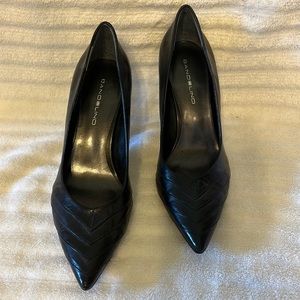 7.5 m black leather heels.  New